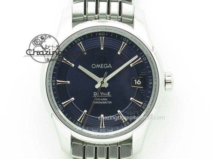 0215 Timeless De Ville Prestige Real PR SS ZF 1:1 Best Edition Gray Dial Blue Markers on Blue Leather Strap MIYOTA 7936